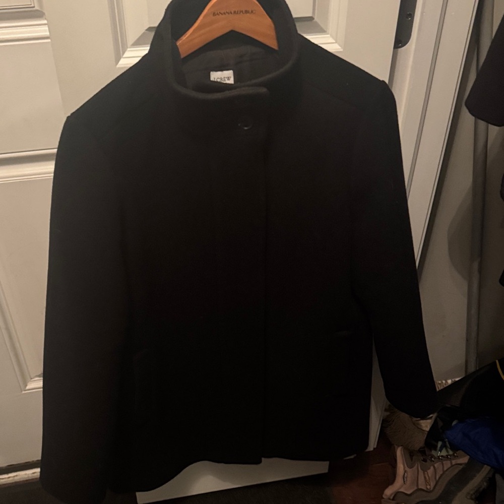 J. Crew Elegant Black Winter Wool Blend Coat